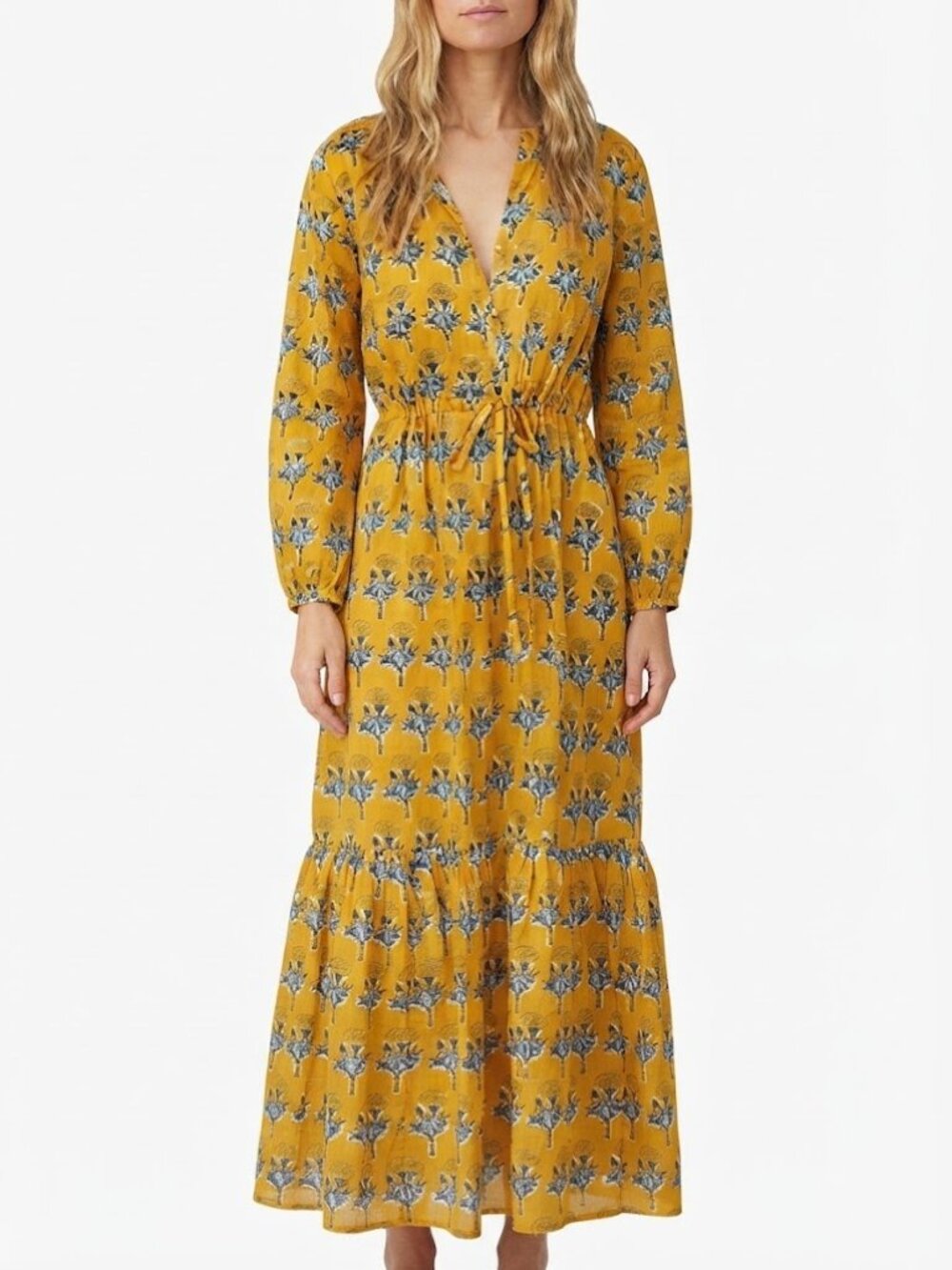 Emerson Fry India Collection Frances Dress Marigolds Yellow Cotton Maxi Boho